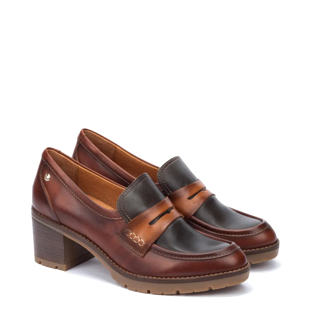 Pikolinos Womens Cognac Leather Llanes Heeled Loafers - Stylish & Comfortable Footwear for Every Occasion