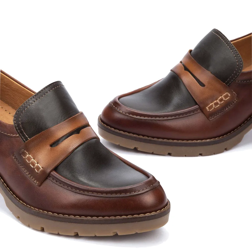 Pikolinos Womens Cognac Leather Llanes Heeled Loafers - Stylish & Comfortable Footwear for Every Occasion