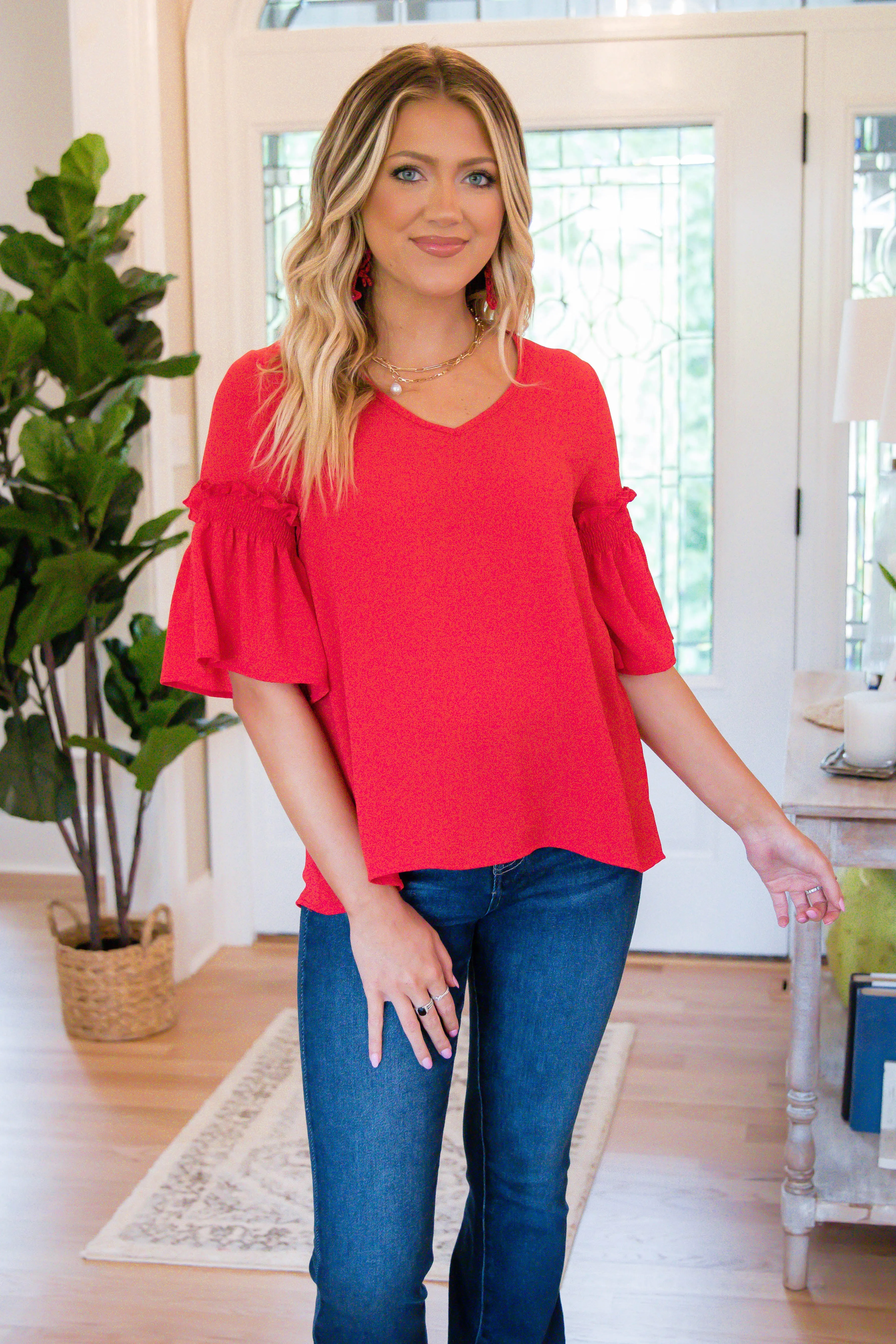 RESTOCK: Without Hesitation Blouse-Red