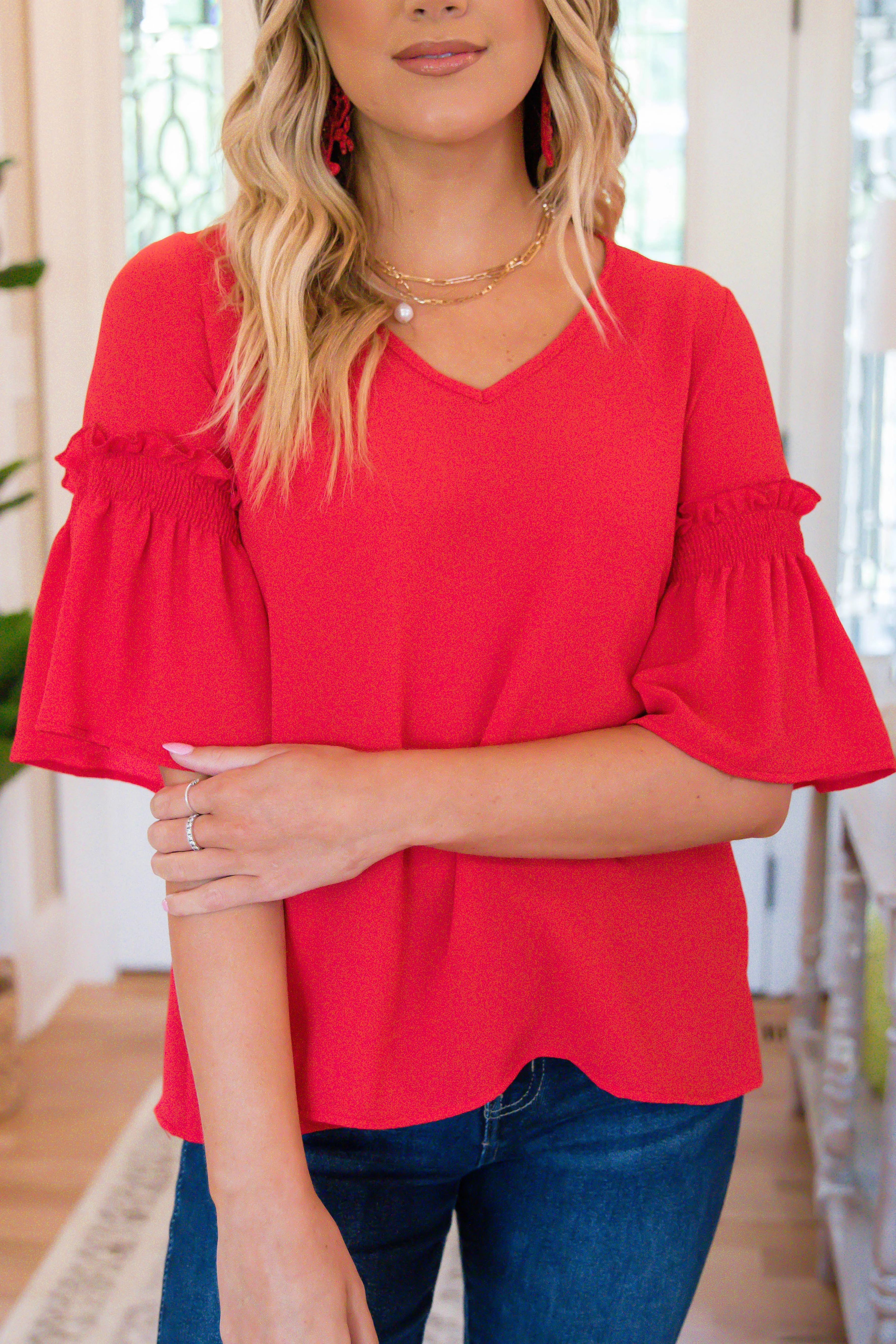 RESTOCK: Without Hesitation Blouse-Red