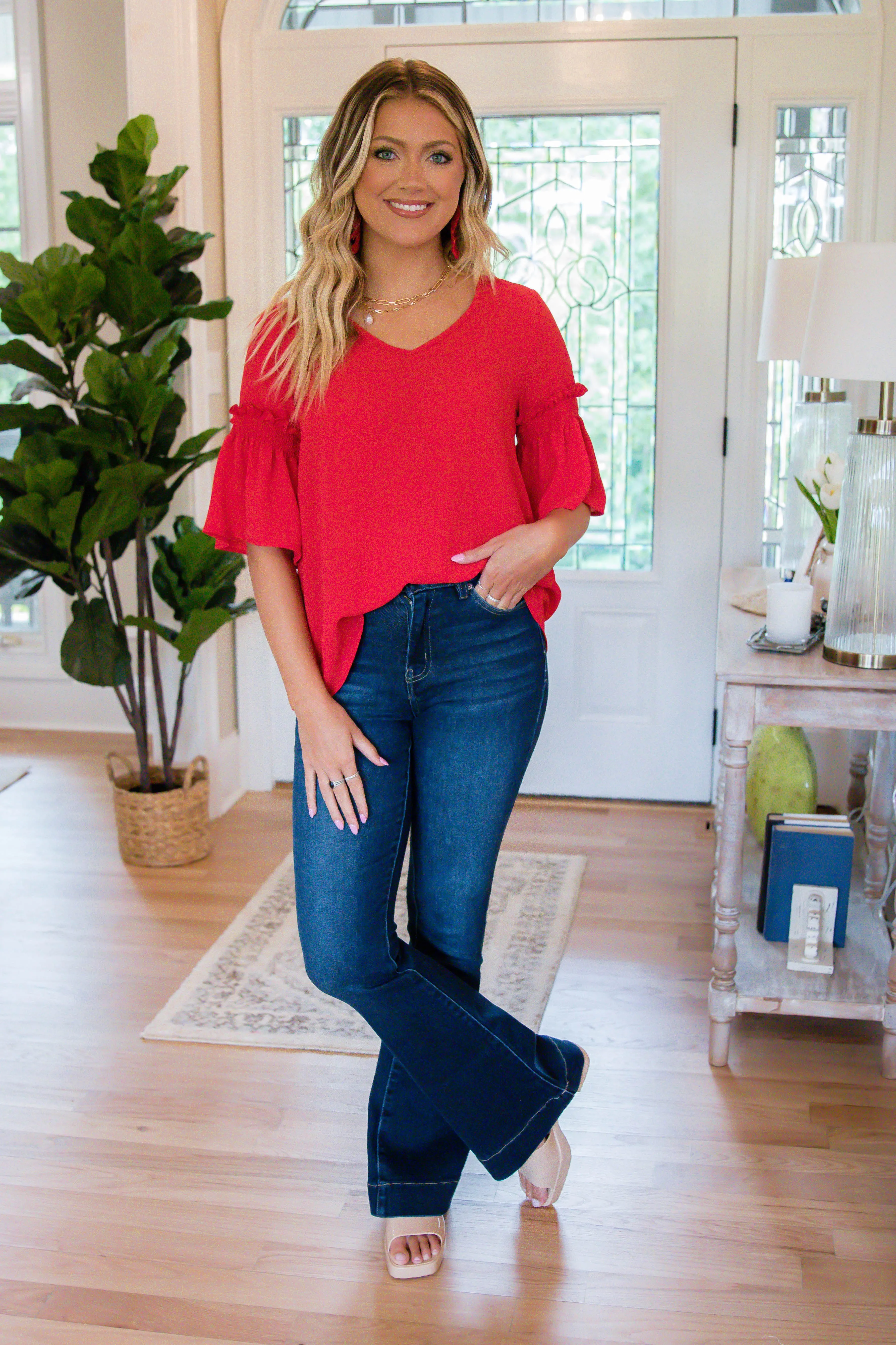 RESTOCK: Without Hesitation Blouse-Red