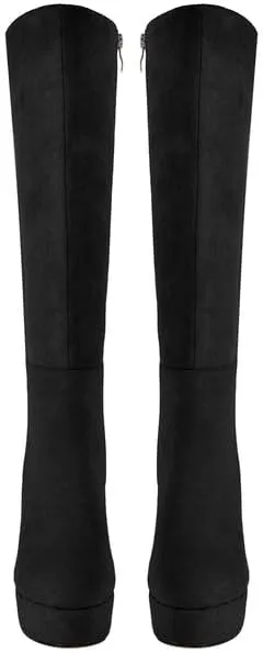 Richealnana Women's Platform Stiletto Heel Side Zipper Knee High Boots Solid Long Boots