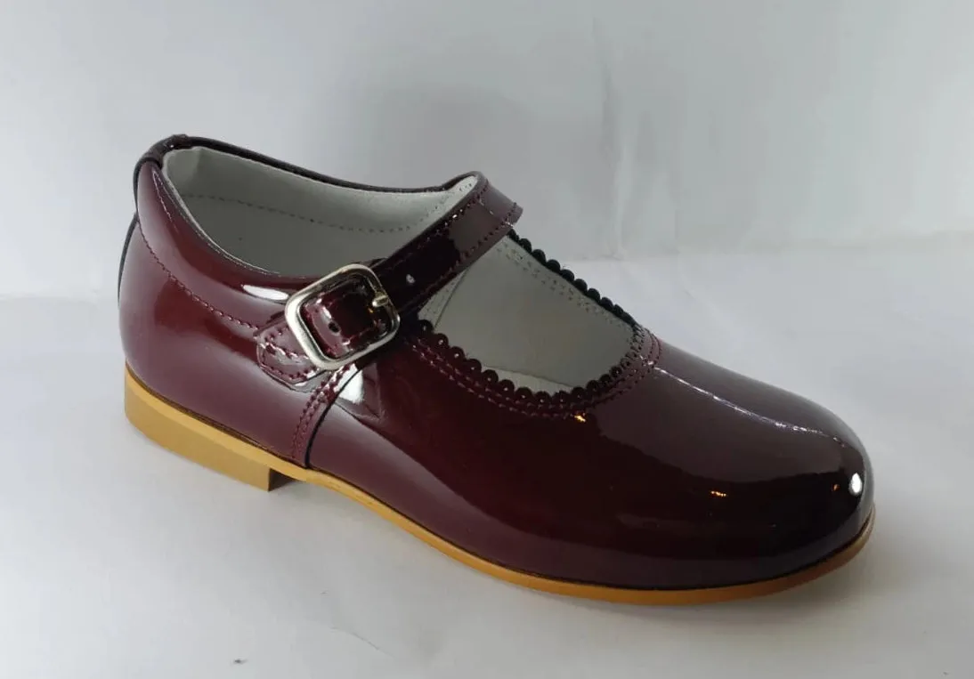Shawn & Jeffery Girls Burgundy Patent Mary Jane