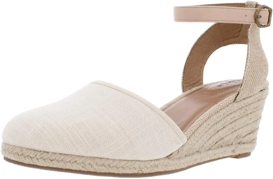 Style & Co. Womens Mailena Canvas Buckle Wedge Sandals Beige 8 Medium (B,M)