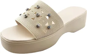 Summer Sandals for Women Platform Wedge Sandals Slip On Open Toe High Heel Shoes Fashion Hollow Trendy Shoes 2025