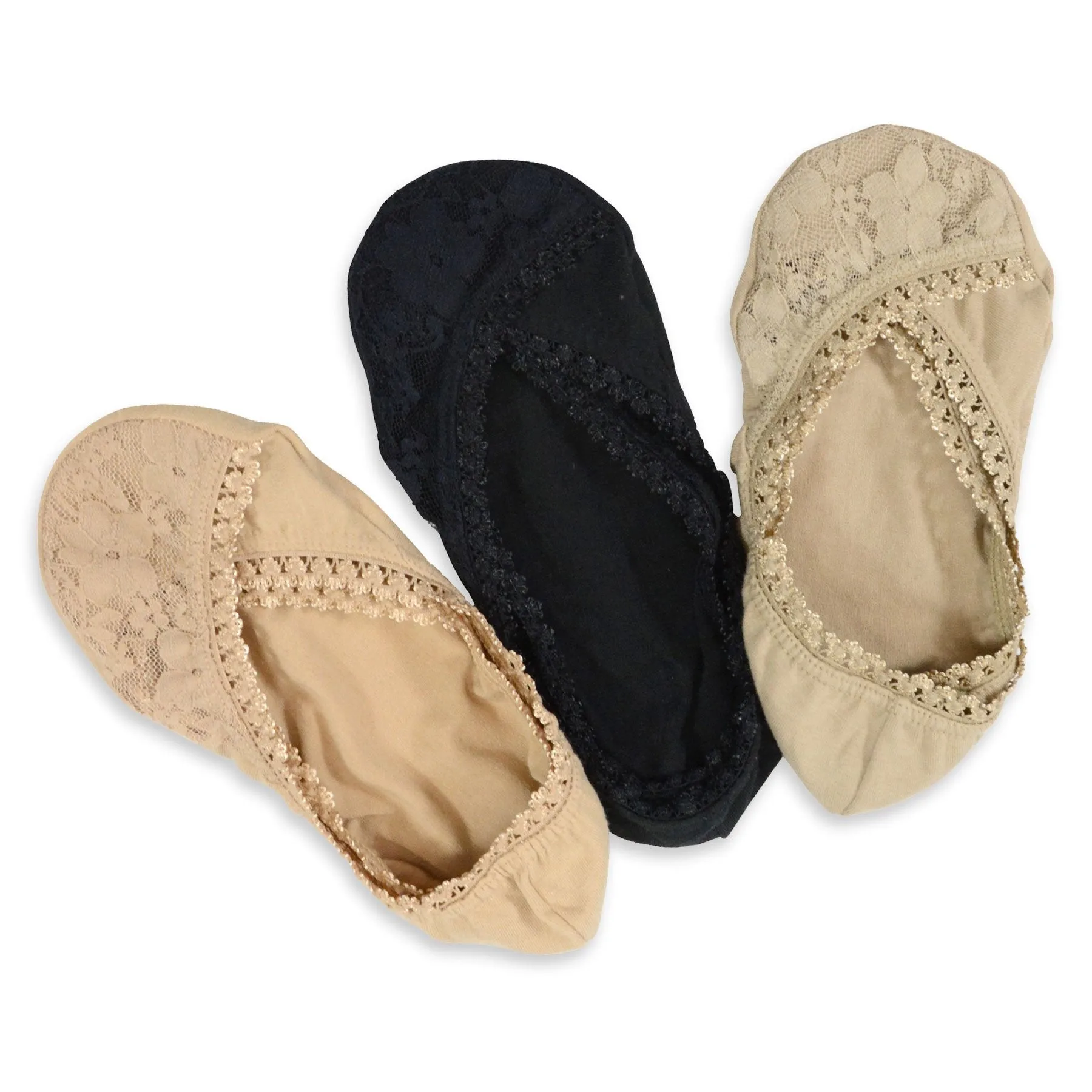 TeeHee Socks Women's Casual Cotton No Show Assorted 3-Pack (11782)