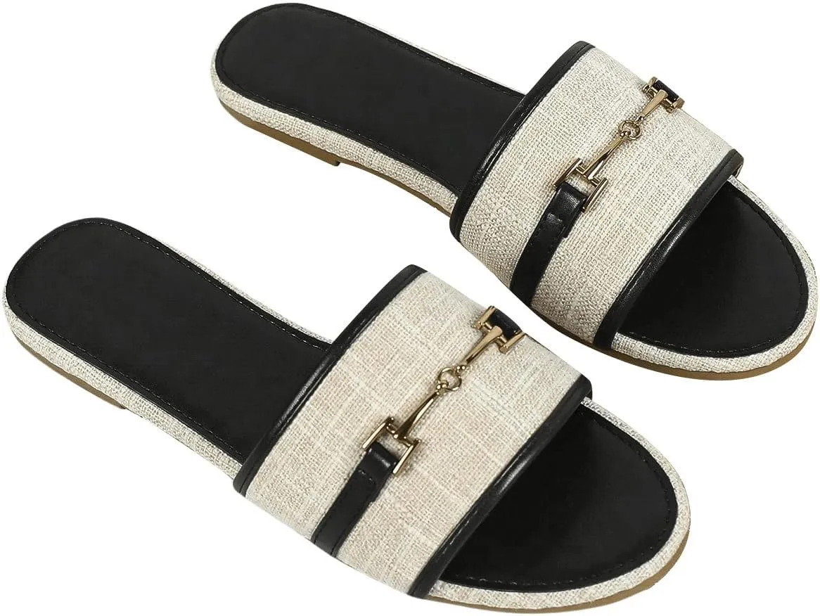 Verdusa Women's Open Toe Slides Single Band Slip On Flat Sandals Summer Shoes