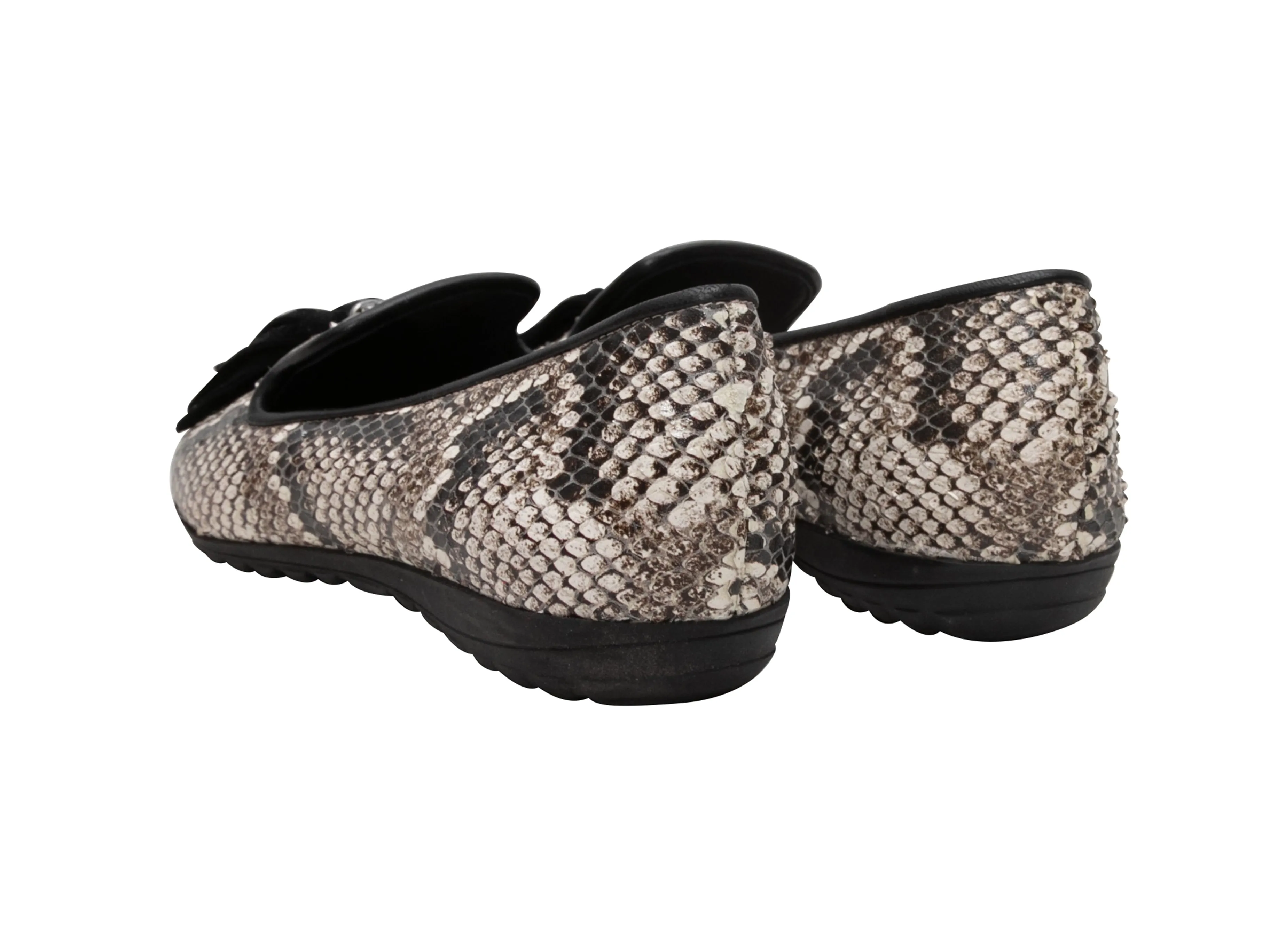 White & Black Giuseppe Zanotti Python Tassel Loafers Size 37.5