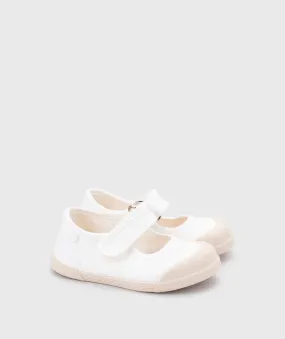 White canvas mary jane