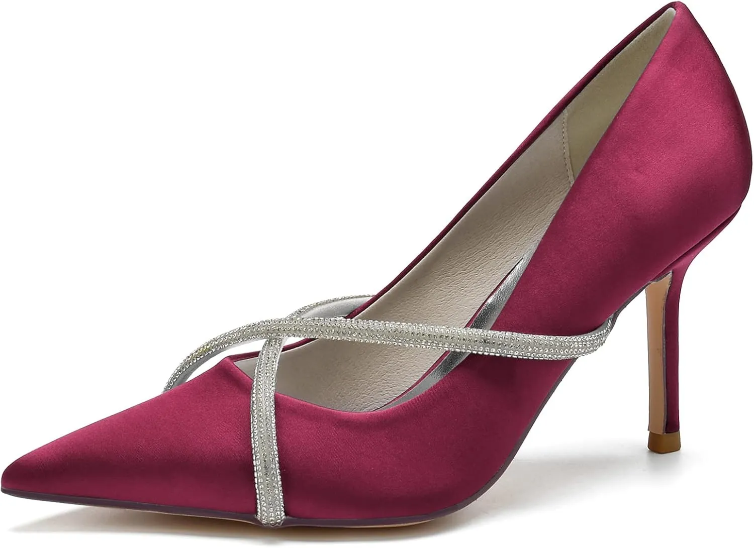 Women's Classic Closed Pointed Toe Stiletto High Heels Pumps Shoes for Party Evening Wedding,Burgundy,6