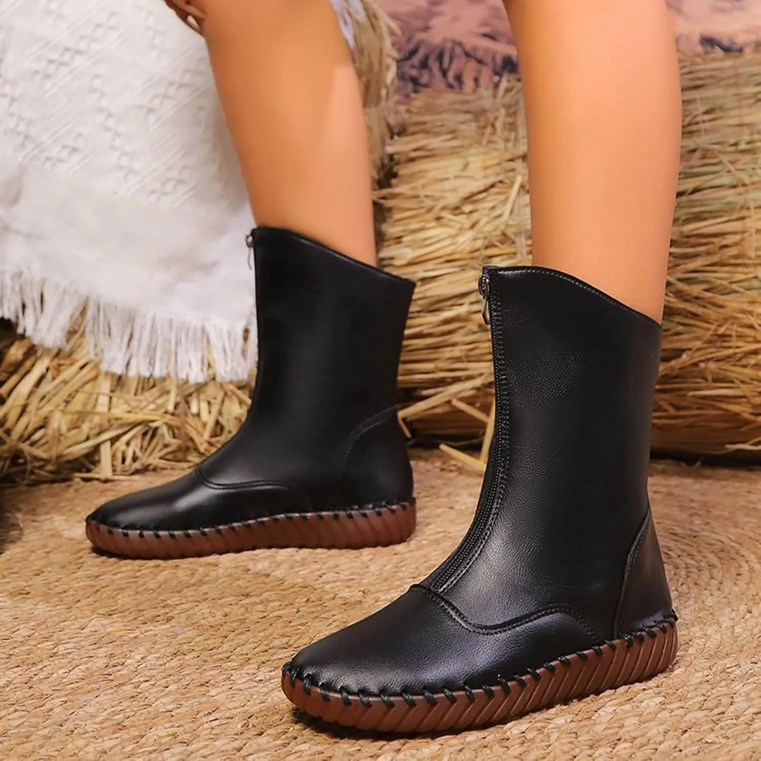 Women's Low Heel Chelsea Ankle Boots Fashion Slip On Elastic Fall Booties Shoes Sneakers Workout Footwear