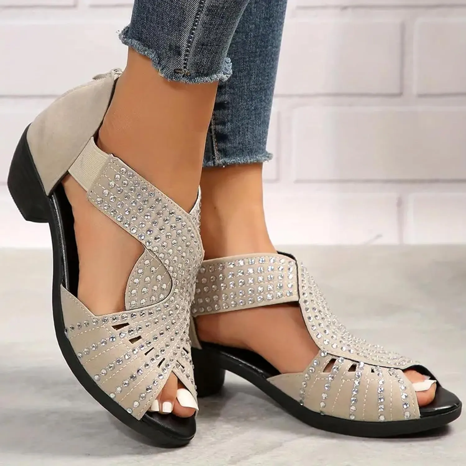 Womens Sandals Bachata Performance Dance Shoes Summer Sparkly Bling Bohemian Sandal Beach Sandals Orthopedic Sandal