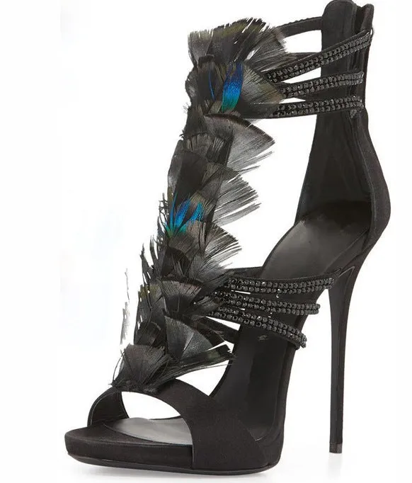 XIANGTUIBAO European Station Tom Solid Color Mirror Padlock Ankle-Strap Buckle Sexy High Heel Sandals Sexy Heels