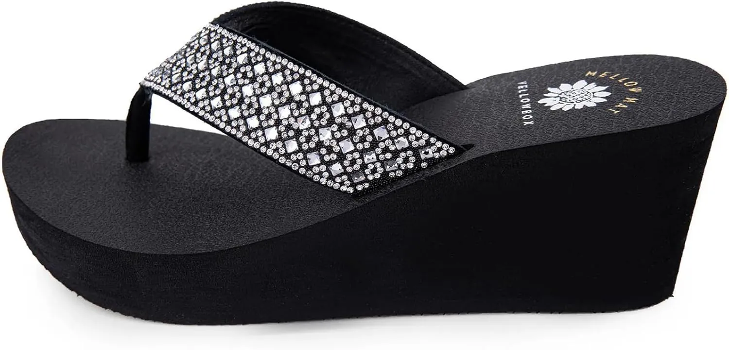 Yellow Box Women's Wyle Wedge Sandal, Round Toe, Medium-High 2.5 Inch Heel, 1 Inch Platform Comfortable Flip-Flop
