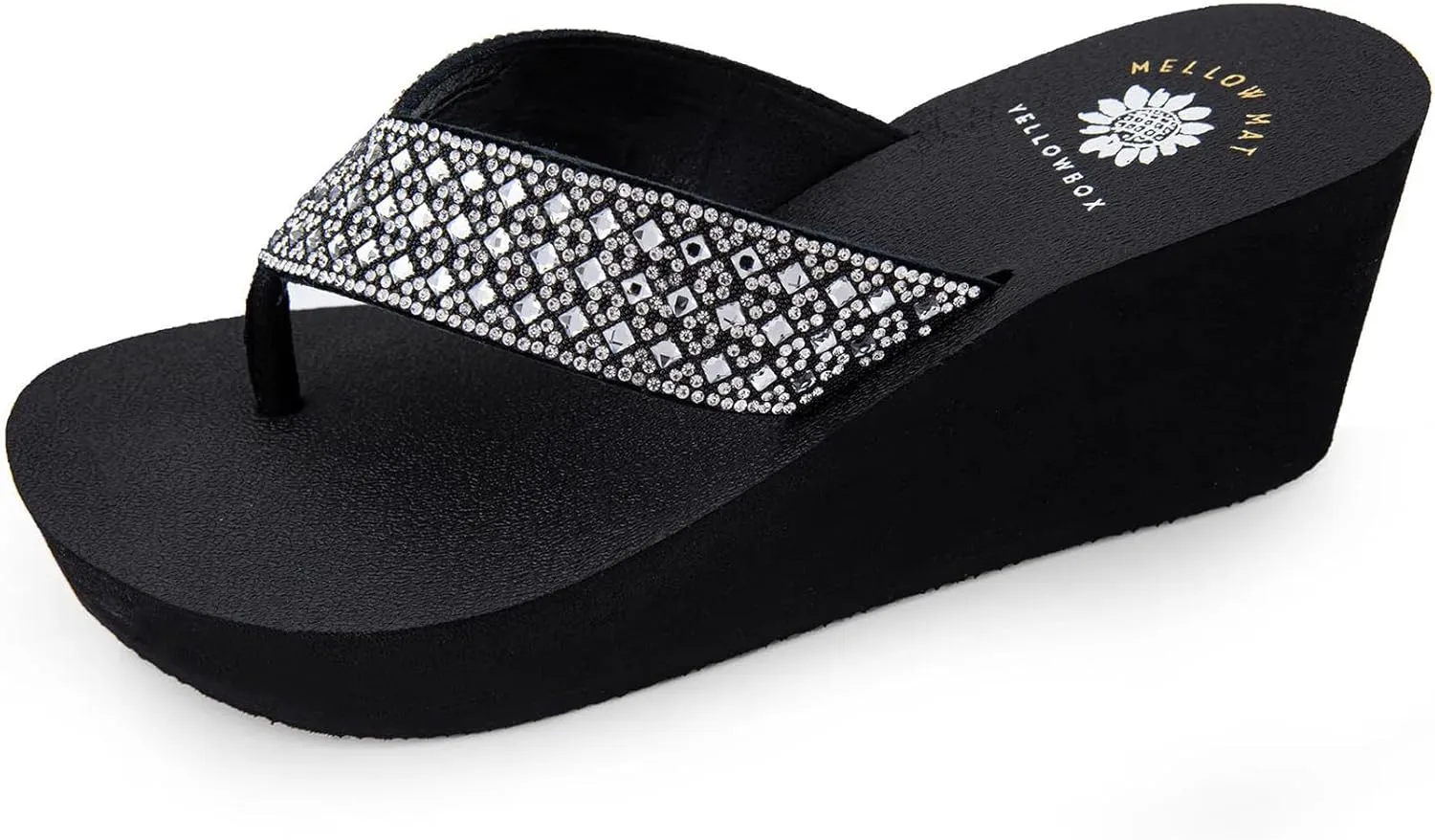 Yellow Box Women's Wyle Wedge Sandal, Round Toe, Medium-High 2.5 Inch Heel, 1 Inch Platform Comfortable Flip-Flop